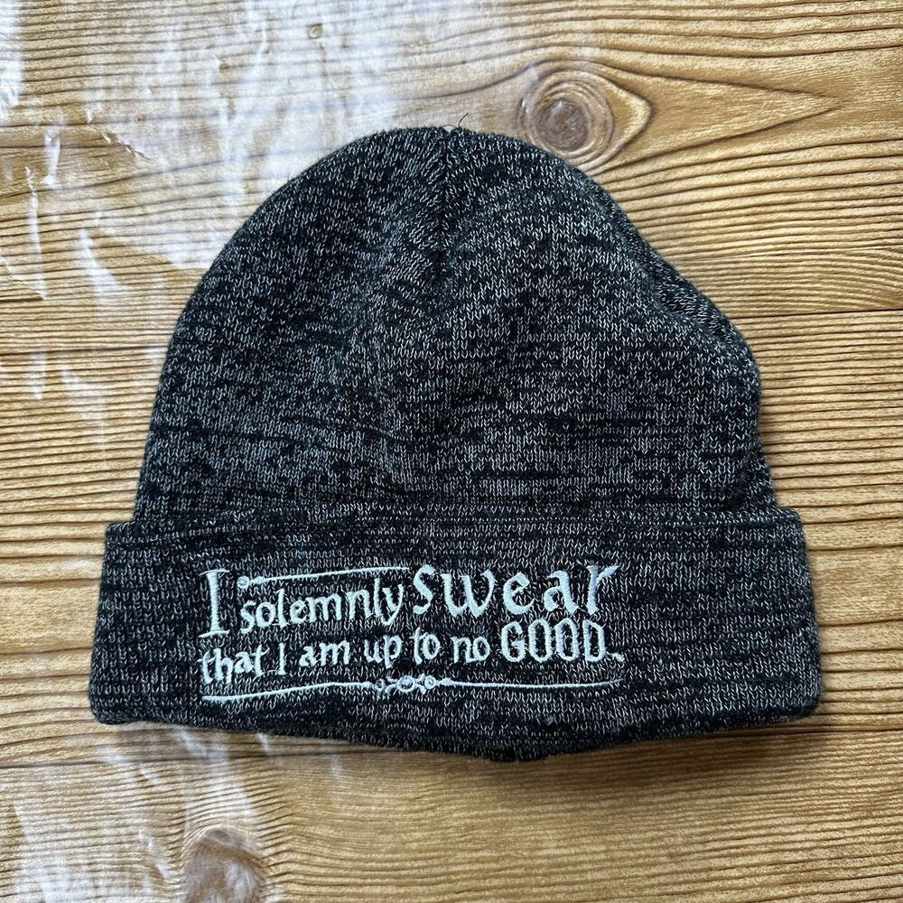 Harry Potter Beanie Hat I Solemnly Swear Up To No Good‎ Charcoal Knit Cap Unisex